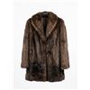 Image 1 : Danier Brown Real Fur Coat with Notched Collar and Two-Button Closure