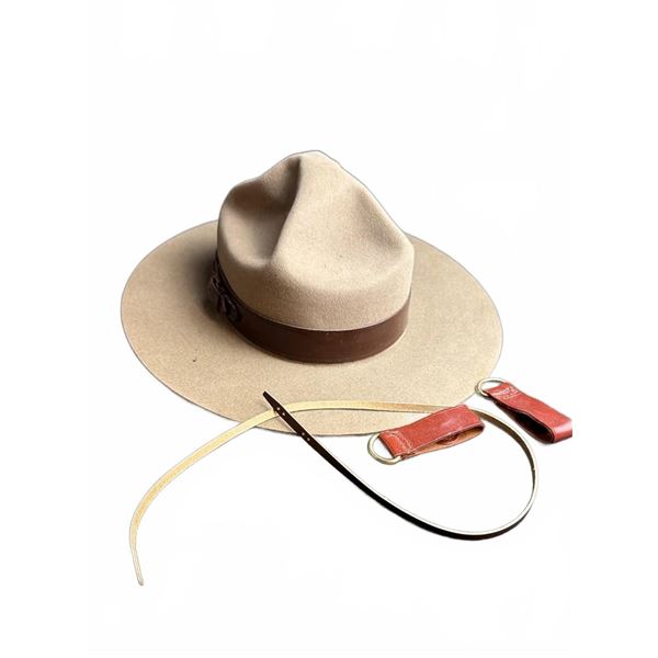 RCMP Stetson-Style Felt Hat with Leather Band and Chin Strap