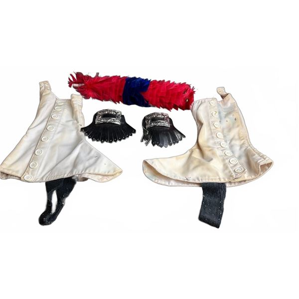 Marching Band Uniform Accessories Set with Spats, Fringed Epaulettes, and Fringe Plume