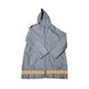 Image 1 : Blue Hooded Rain Jacket with Zip Front and Decorative Hem Trim