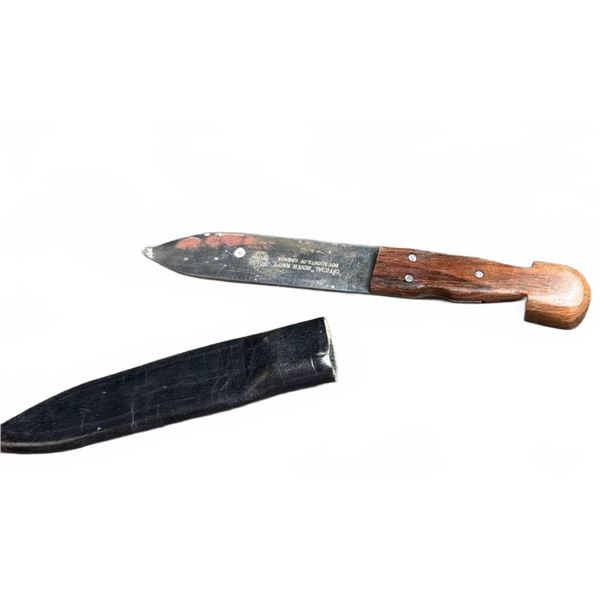 "Official" Rover Boy Scouts of Canada Folding Knife with Sheath, Wood Handle