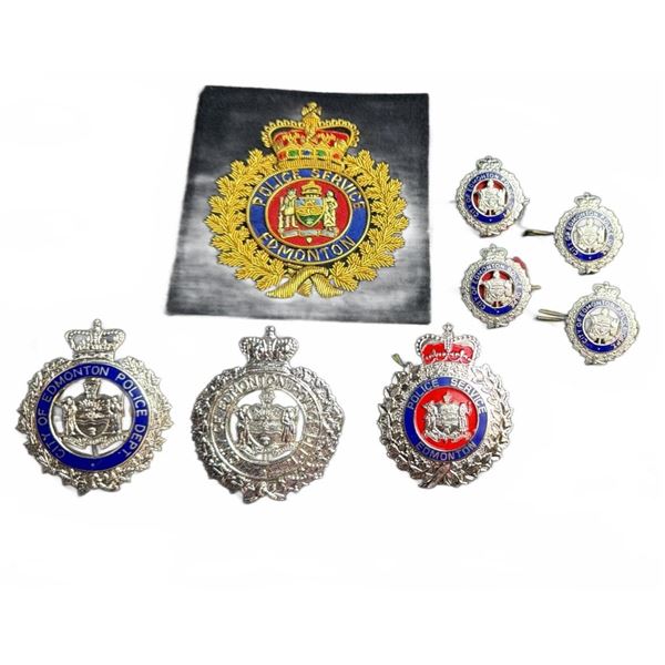 Edmonton Police Service Badge and Pin Collection with Embroidered Patch