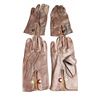 Image 1 : Brown Leather Gloves with Red Button Detail and Yellow Wool Lining