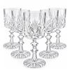 Image 2 : 7 Cut Crystal Wine Glasses with Faceted Stems and Starburst Bases