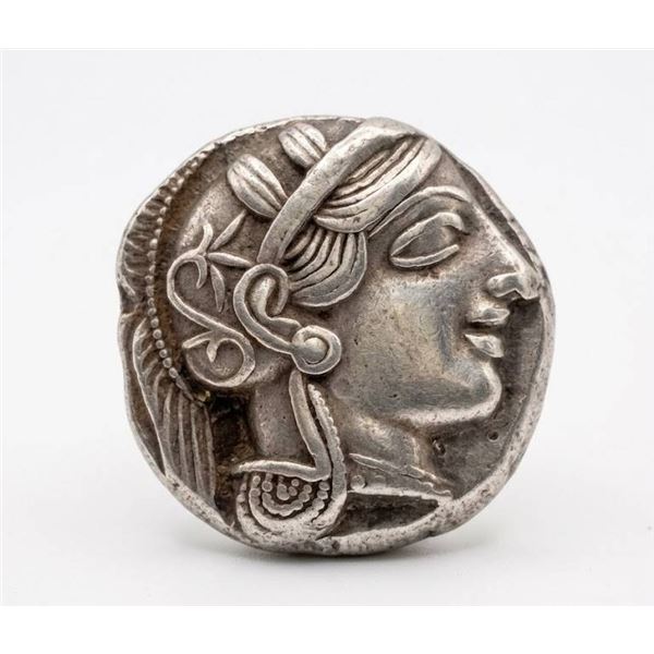 Ancient Greek Silver Tetradrachm Coin Athens Owl and Athena Circa 5th Century BCE
