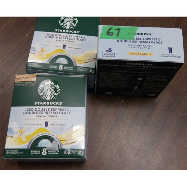 SHELF PULLS (AS IS):  STARBUCKS ICED DOUBLE ESPRESSO COFFEE CAPSULES - 3 BOXES
