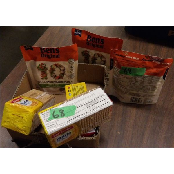 SHELF PULLS (AS IS):  UNCLE BENS RICE TOMATO & HERB (3 PKGS) & DIGESTIVE COOKIES (3 PKGS)
