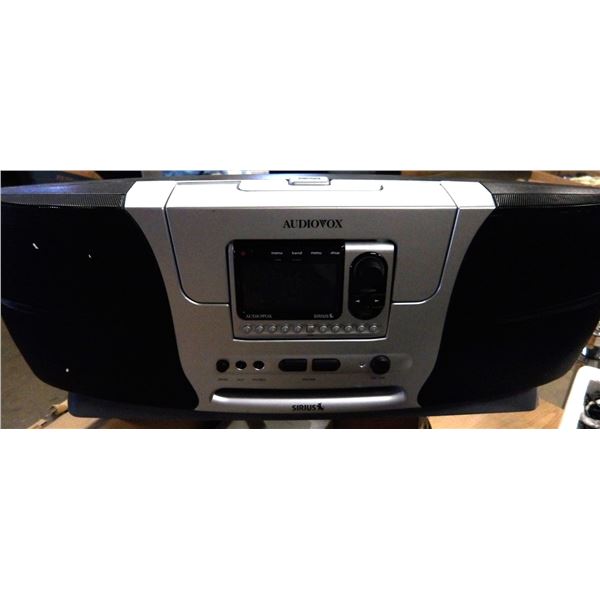 BOX C/W AUDIOVOX BOOM BOX & SIRIUS SATELLITE RADIO IN ORIGINAL BOX