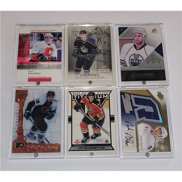 LOT OF 6 NHL LIMITED EDITION ROOKIE CARDS (IN HARD CASES)