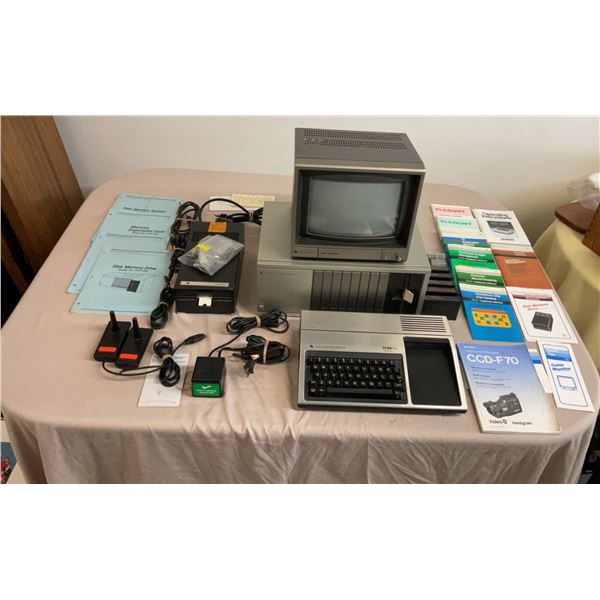Texas Instruments TI-99/4A Computer System, Color Monitor, Expansion Box, 2 Disk Drives, Software