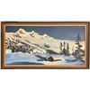Image 1 : "Winter Cabin in the Mountains" Original Oil Painting, Signed B. Benson