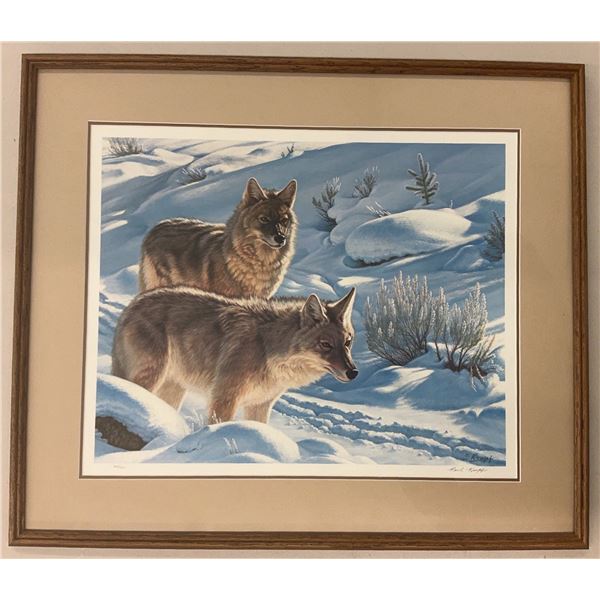 Paul Krapf Trackers 1984 Signed and Numbered Coyote Print 362 of 950 - Framed 23 x 27
