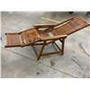 Image 6 : 1 Vintage Rosewood-Tone Slatted Folding Lounge Chair - Adjustable Recliner with Extending Leg Rest