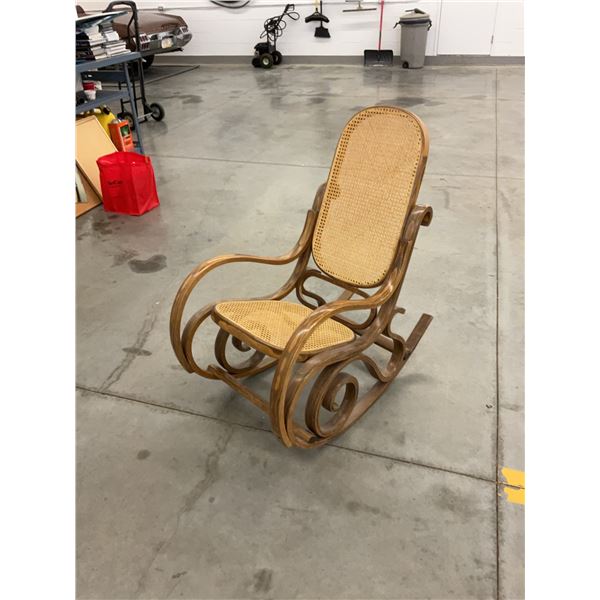 Rock Around the Clock - Classic Bentwood Scroll Rocker with Hand Woven Cane Seat and Backrest