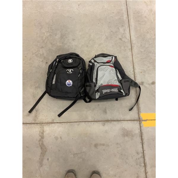 OGIO and PING Backpacks Edmonton Oilers Theme, Black and Grey, Excellent Condition, Pair