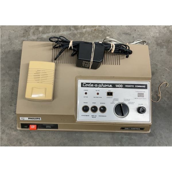 Vintage Philips Code-a-phone 1400C Remote Command Answering Machine with Remote and Power Adapter
