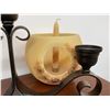 Image 3 : Candle Lot With Glass Hurricanes, Metal Holders, Glass Votives, Tea Lights, Decor