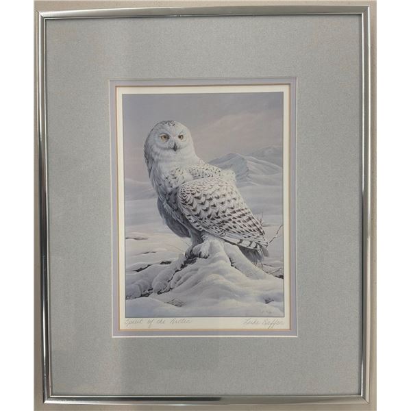Luke Raffin "Spirit of the Arctic" Snowy Owl Print, Signed, Framed 10" x 12"