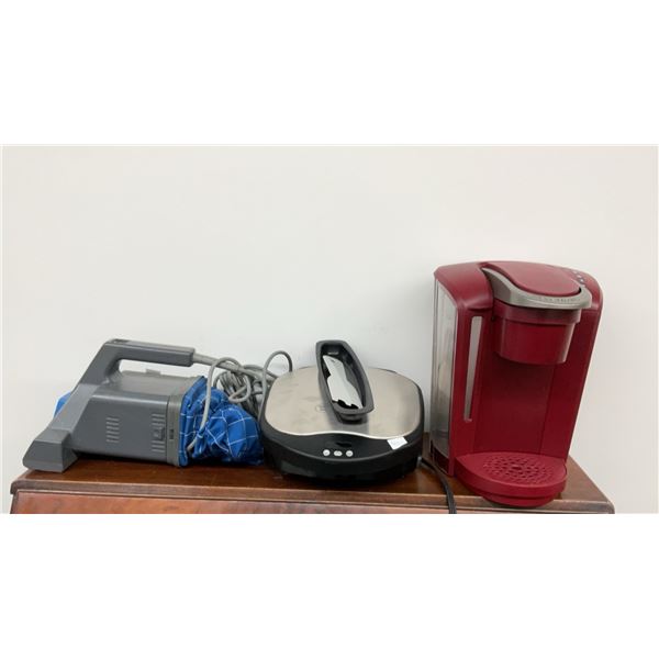 Keurig Coffee Maker, Westinghouse Contact Grill, Iona Hand Held Vacuum Cleaner Bundle