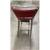 Image 4 : Retro Diner Kitchen Helper - Vintage Chrome Step Stool with Burgundy Vinyl Seat and flip out steps