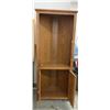Image 1 : Tall Oak Corner Shelf Unit with Lower Cabinet Door, 72 x 30 x 24 Inches