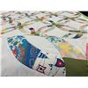 Image 1 : Handmade Double Wedding Ring Quilt with Multicoloured Patchwork and Green Border