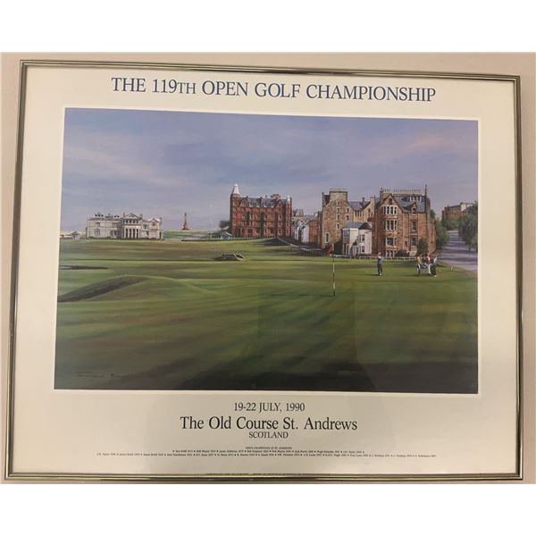 1990 Open Championship St Andrews Old Course Framed Golf Print - Nick Faldo Year, 22.5" x 28"
