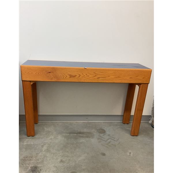Wood Console Table with Blue Laminate Top
