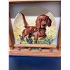 Image 5 : Field Puppies Collection - 4 Dog Collector Plates incl. 3 Knowles Lynn Kaatz with Oak Wall Rack