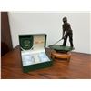 Image 1 : Don Toney Signed Golf Statue and ESQ Golf Watch Gift Box (Golf Balls, Tee, Accessories)