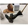 Image 2 : Golfer's Den Lot - 1 Brass Golf Club on Marble, 6 Golf Club Cocktail Picks with Cart, Clock and More