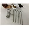 Image 9 : Golfer's Den Lot - 1 Brass Golf Club on Marble, 6 Golf Club Cocktail Picks with Cart, Clock and More