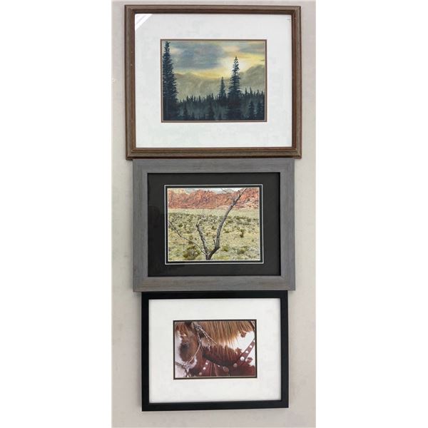 Trail Ride Gallery - 3 Framed and Matted Prints Featuring Tracy Burton Break Time