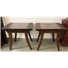 Image 1 : 3 Wood Tables with Faux Woven Leather Accents and Central Black Insets