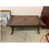 Image 6 : 3 Wood Tables with Faux Woven Leather Accents and Central Black Insets