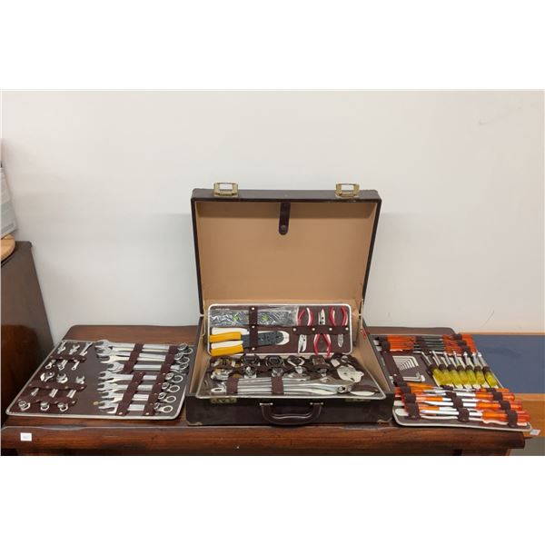 Hard Shell Tool Case with Assorted Screwdrivers, Wrenches, Pliers, Allen Keys, Some Tools Missing