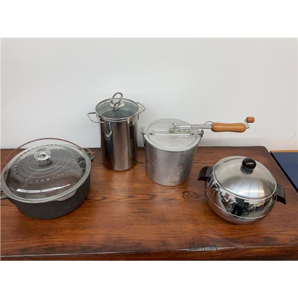 Penguin Ice Bucket, RSVP's Popcorn Popper, Asparagus Cooker, Cast Iron Pot with Glass Lid