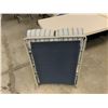 Image 2 : Lightweight Portable Folding Cot with Blue and White Striped Cushion and Metal Frame