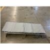 Image 4 : Lightweight Portable Folding Cot with Blue and White Striped Cushion and Metal Frame