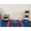 Image 1 : Edmonton Oilers Branded Hockey Equipment Bag with 4 Buckets of Pucks, Used Condition