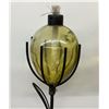 Image 2 : Mid-Century 2 Amber Glass Wall Oil Lamps with Galleon Bellows, Ship Brush Set and Brass Spyglass