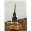 Image 4 : Mid-Century 2 Amber Glass Wall Oil Lamps with Galleon Bellows, Ship Brush Set and Brass Spyglass