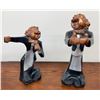 Image 1 : Table for Two - 2 Whimsical Waiter Statues with Bow Ties and Aprons, Black and Copper Finish