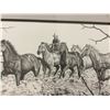 Image 4 : BJ Brown Signed Print "The Wild Ones" with Horses and Rider, Framed Under Glass 31" x 18.5"