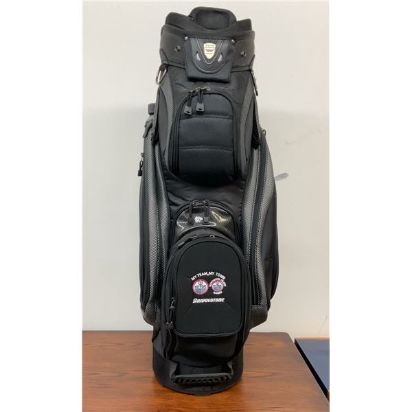 Bridgestone Golf Bag with Oilers Themed Custom Embroidery and Fur Lined Valuables Pocket