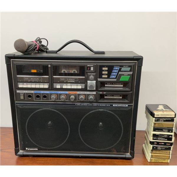 Vintage Panasonic Karaoke Stereo - 8-Track, 2 Cassette Decks, Echo Mic and Singing Machine Tapes