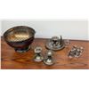 Image 1 : Birks Sterling Silver Salt and Pepper Shakers Plus Silver Plated Candlesticks and Bowl
