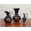 Image 1 : French Romance in Cobalt - 3 Limoges Style Porcelain Pieces with Gold Colonial Couple Decor