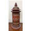 Image 11 : Wood Candle Holder with Bee Candle, Medalta Potteries Crock, and Carved Pottery Lantern