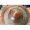 Image 17 : Wood Candle Holder with Bee Candle, Medalta Potteries Crock, and Carved Pottery Lantern